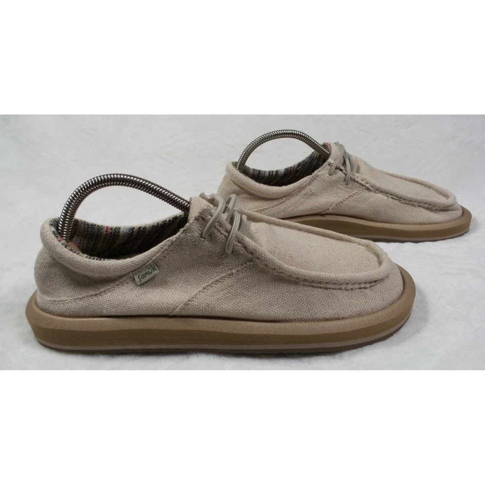 Sanuk Single Fin ST Shoes Mens Size 9 Greige Comfort Loafer Lightweight NWOB